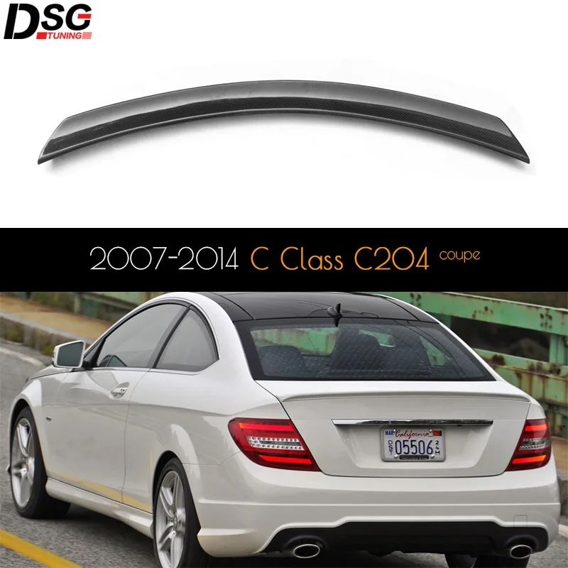 

For C Class W204 Coupe Spoiler Carbon Fiber 2-door Rear Trunk 2007 - 2014 OEM Fitment High Gloss Finished
