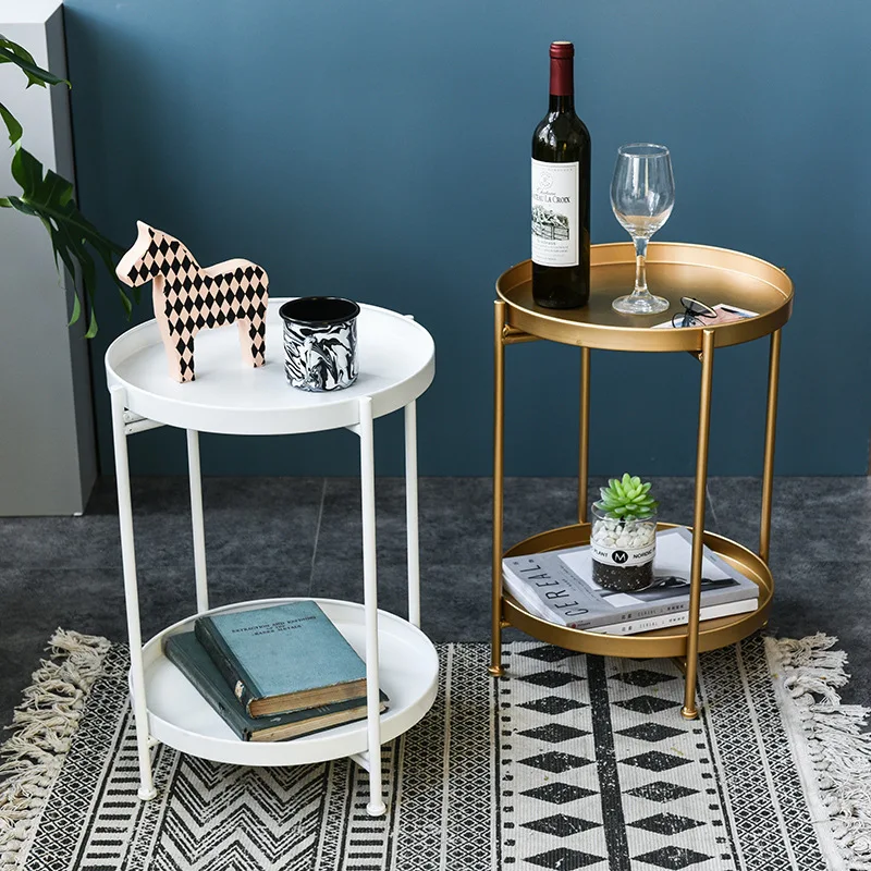 

Креативный скандинавский журнальный столик из кованого железа с двойным слоем, маленький угловой столик, декор для гостиной, мебель для дом...