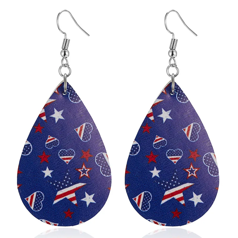 ER18Y1118-2 Женские бейсбольные серьги из искусственной кожи для спорта, баскетбола, футбола, флага Луны, длинные в форме слезы, пирсинг, ювелирные изделия - Окраска металла: ER18Y1118-2