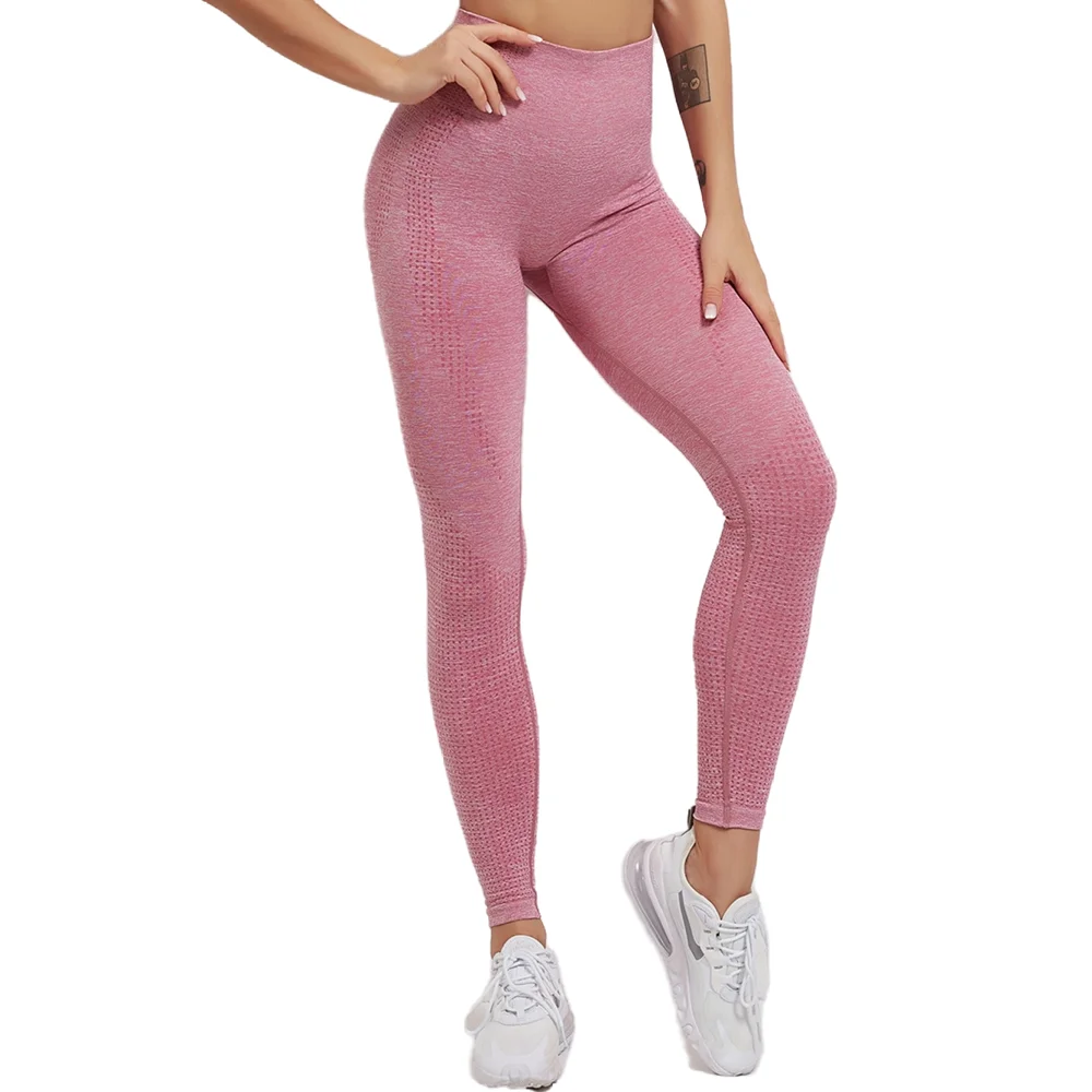 Бесшовные леггинсы с высокой талией эффектом пуш ап спортивные женские штаны для