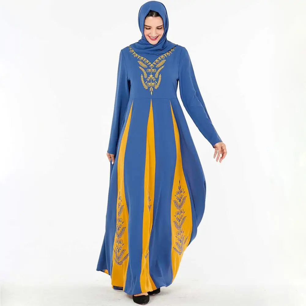 Платье макси с длинными рукавами и цветными блоками размера плюс вечернее платье