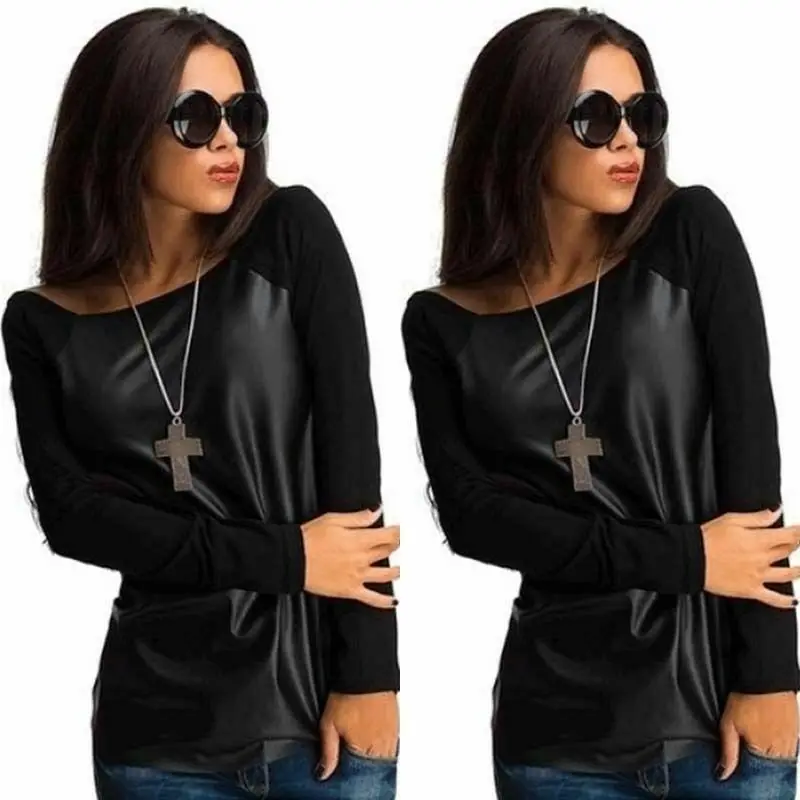 

New Women Summer Loose Top Long Sleeve Blouse Ladies Casual Tops Shirt Long Sleeve Fighting Leather Top