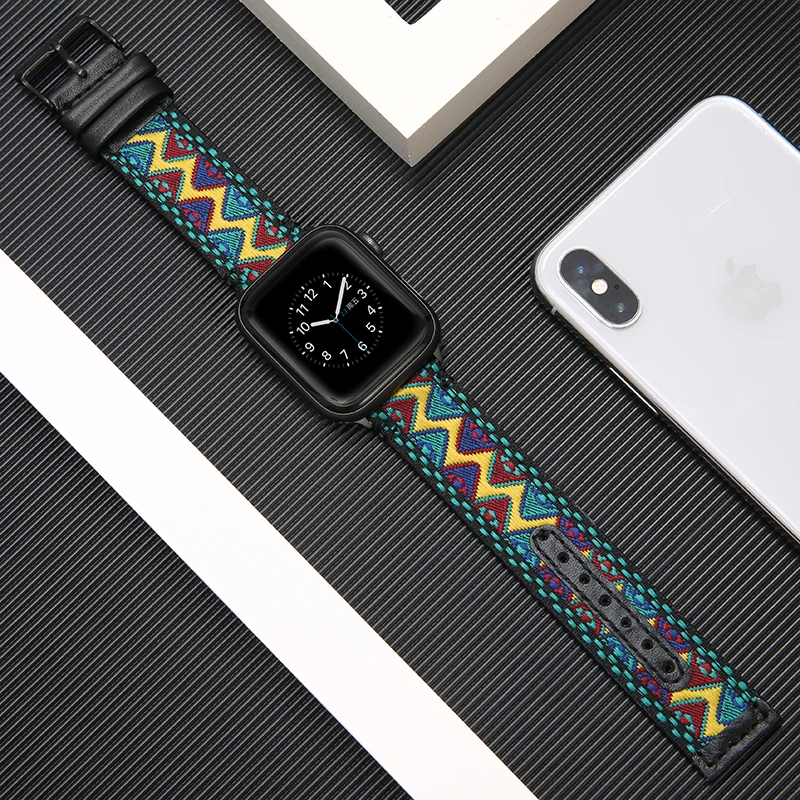 

Кожаный ремешок для Apple Watch 5, 4, 42 мм, 38 мм, 40 мм, 44 м, нейлоновый ремешок для iWatch Series 1, 2, 3, 4, 5, Спортивная петля 44 мм, 42 мм