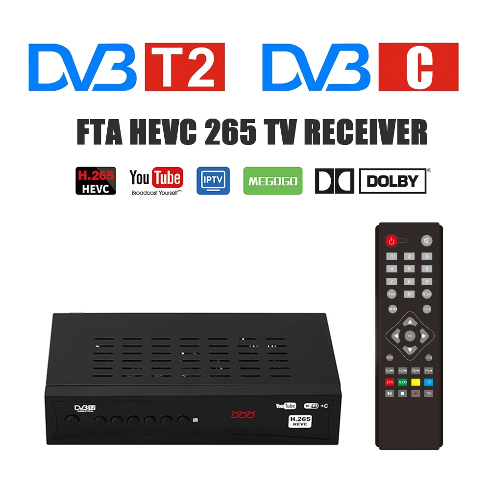 Цифровой ТВ приемник DVB T2 HEVC 265 стандарта FTA Стандартный тюнер спутниковый Full HD H.265