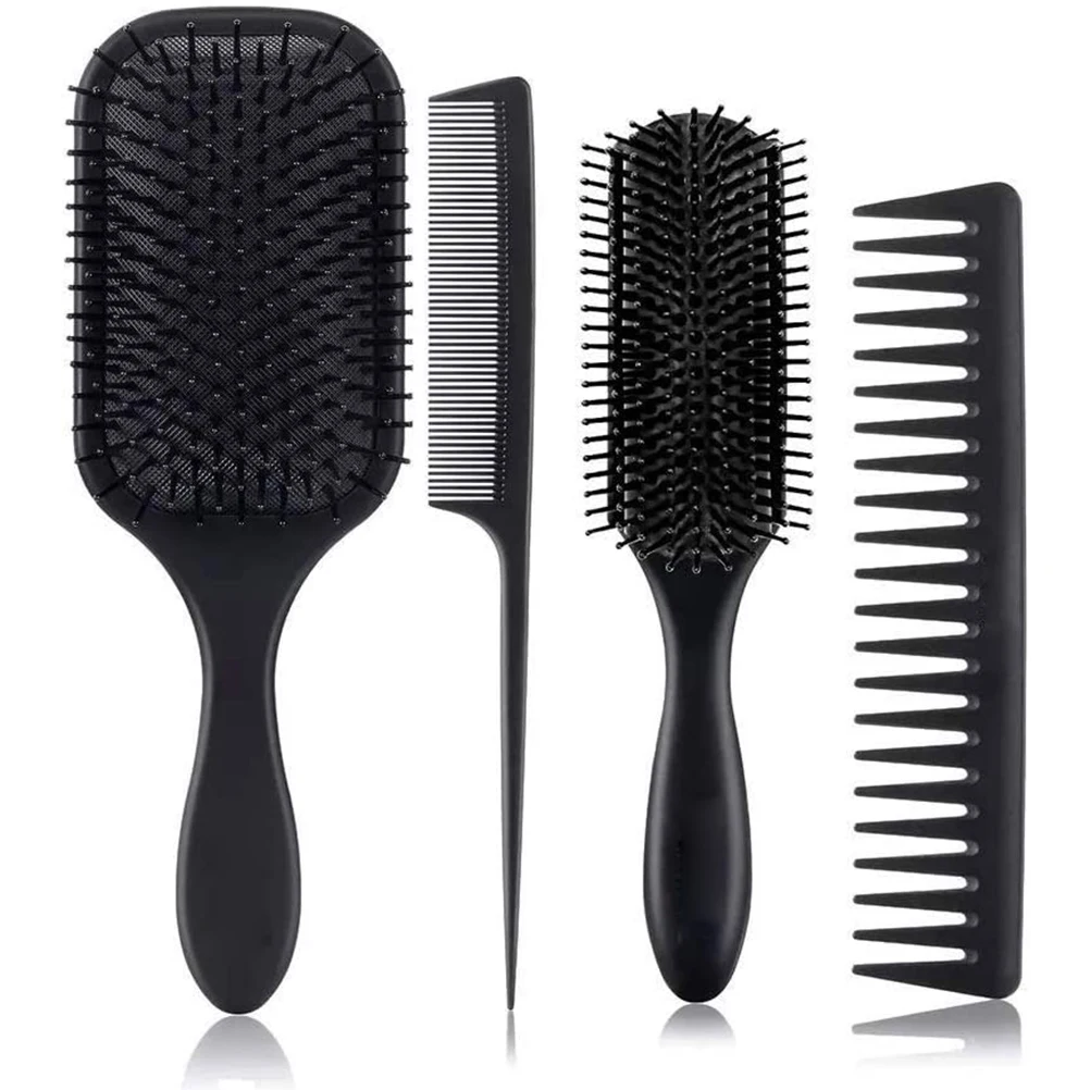 

4Pcs Paddle Hair Brush Detangling Brush and Hair Comb Set for Men and Women Long Thick Thin Curly Natural Hair