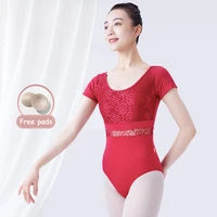 women ballet leotards lace hollow gymnastics bodysuits short sleeve dance wear ballet dance leotards for adult girl ballerina