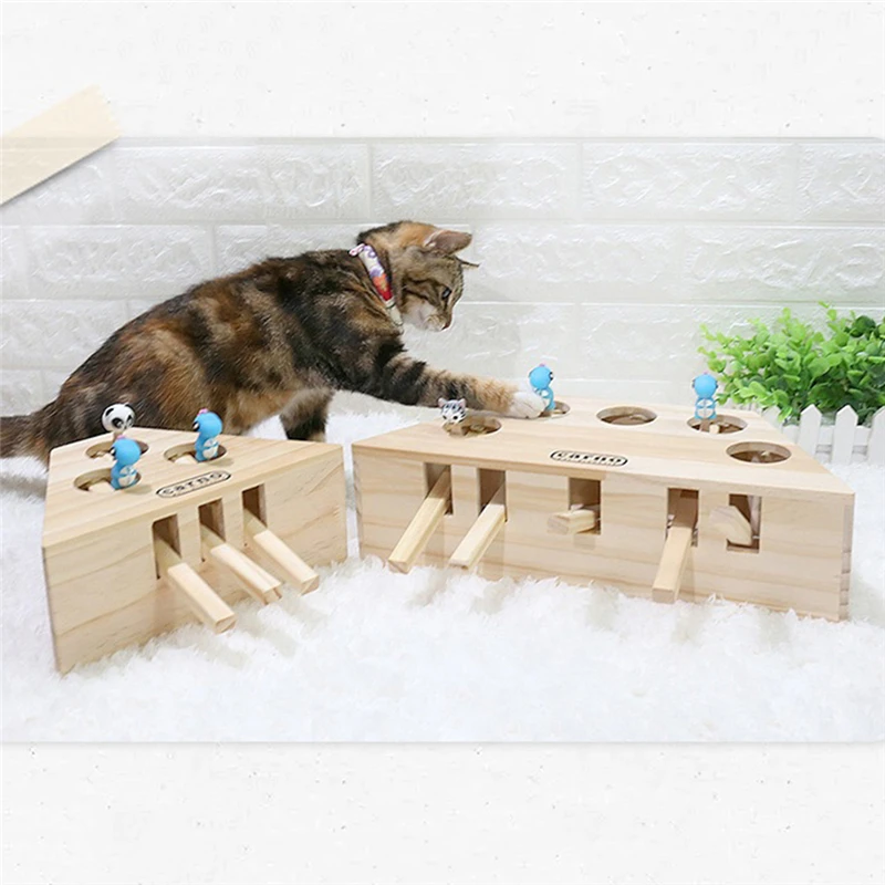 

Hot Sale Cat Playing Gopher Toy Training Behaviour Solid Wood Entertainment Pet Machine Funny Stick Toy