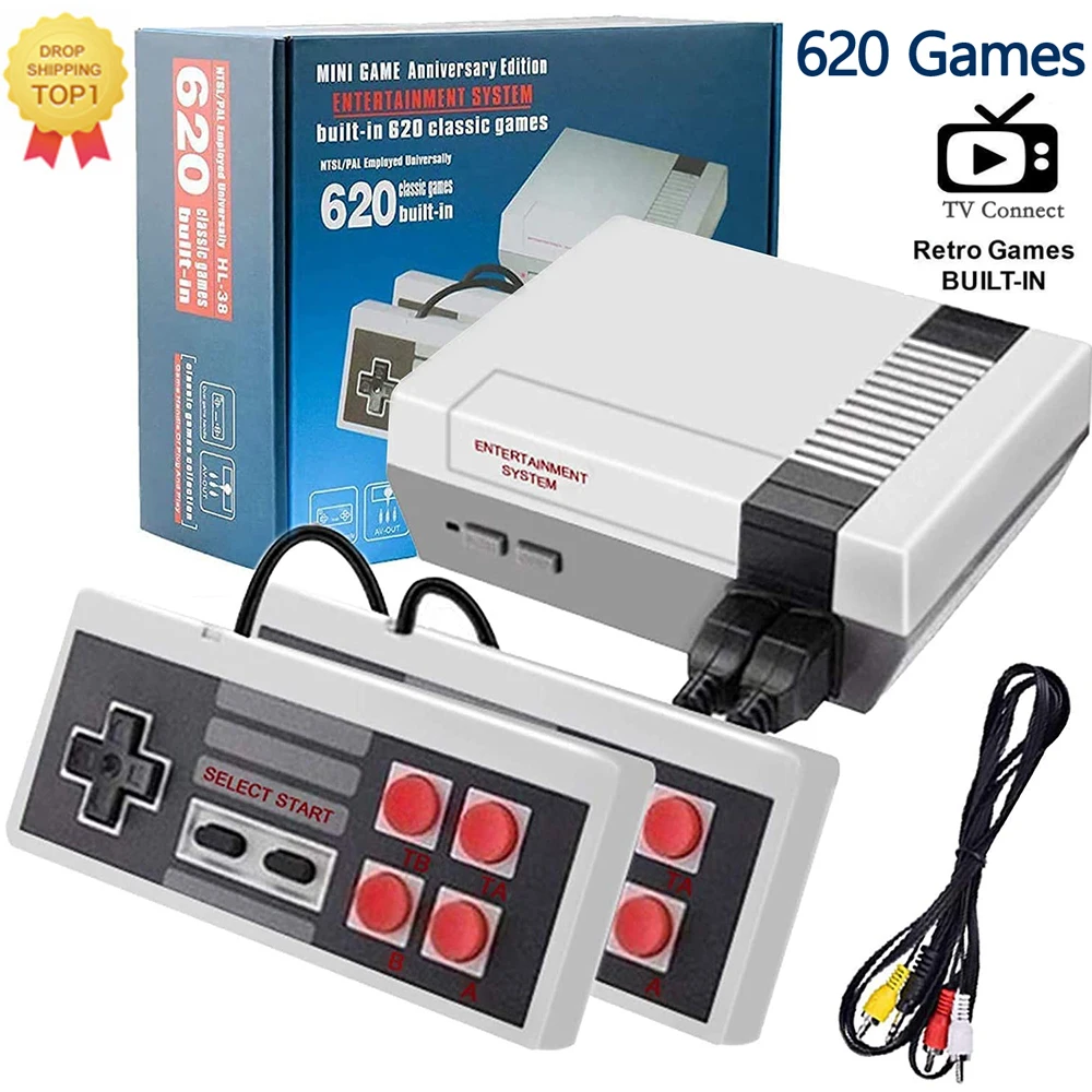 

Cheapest Classic Mini Retro Game Console Built-in 620 Games and 2 NES Classic Controllers AV Output Video Games for Kids Gift