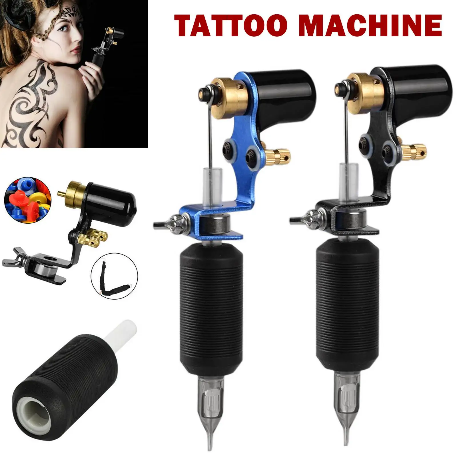 

Complete Tattoo Machine Kit Professional Tattoo Rotary Pen Tattoo for Beginner Beauty Eyebrow Makeup Black Blue