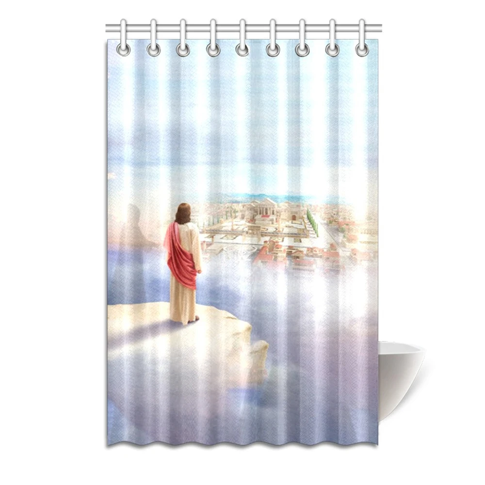 

Jesus Bathroom Shower Curtain Ready-made Waterproof Washable Vintage Shower Curtain Modern Accessory Bathrooms