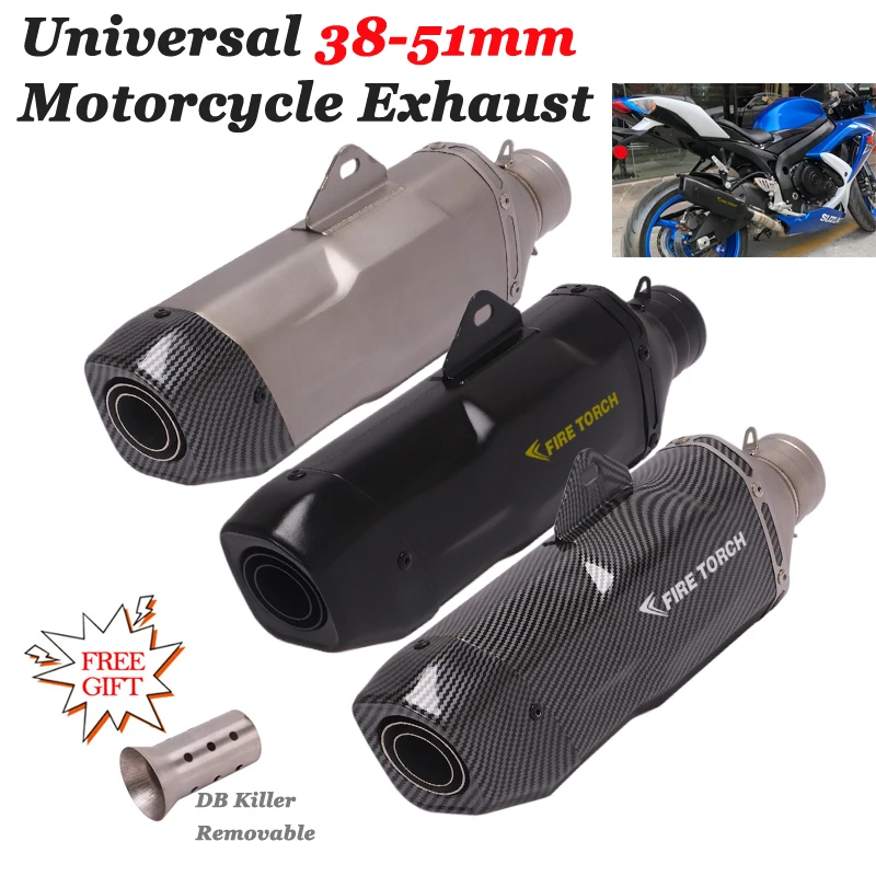 

Universal 51mm Moyorcycle HP Exhaust Pipe Escape Modified Muffler DB Killer For GSXR600 CBR500 ER6N MT09 R25 Ninja 250 Z900 ATV