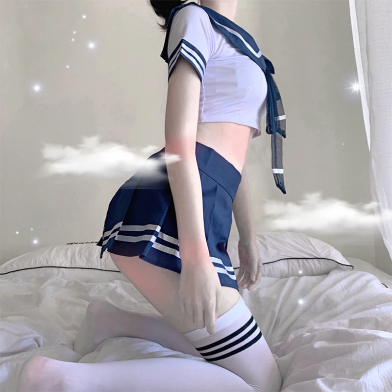

Free Shipping Sexy School Girl Japanese Costume Babydoll Women Sexy Cosplay Lingerie Student Uniform with Miniskirt Cheerleader
