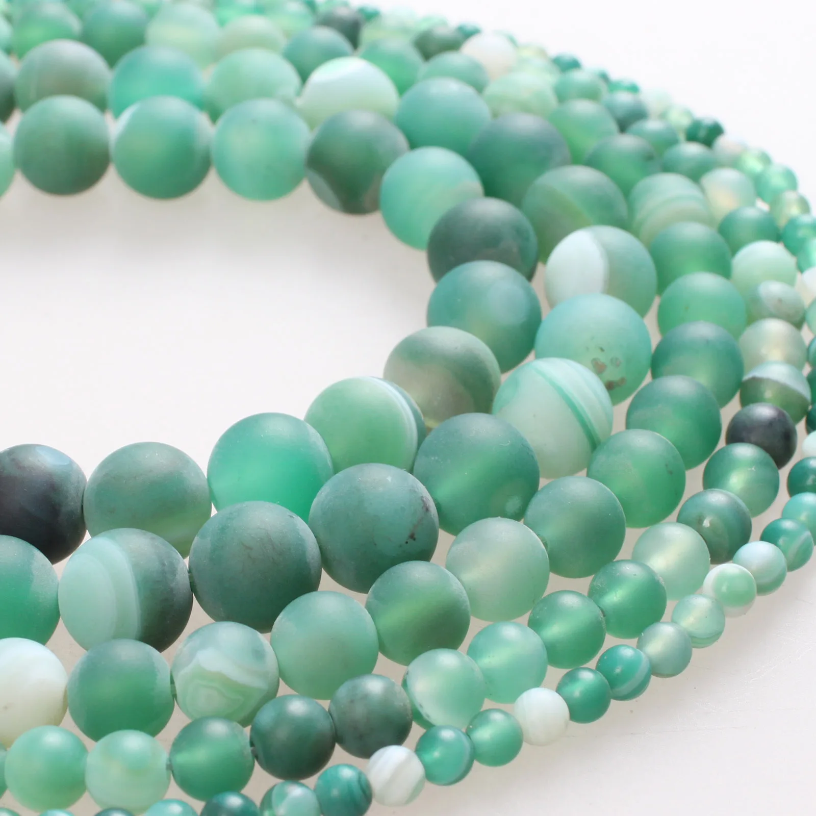 

Natural Beads Matte Green Stripe Agate Frosted Agate Round Loose Beads 4 6 8 10 12mm For Bracelets Necklace Jewelry Making