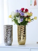 gold painted ceramic vase dry flower ornament decoration creativity simple nordic aquatic green plant flower arrangement