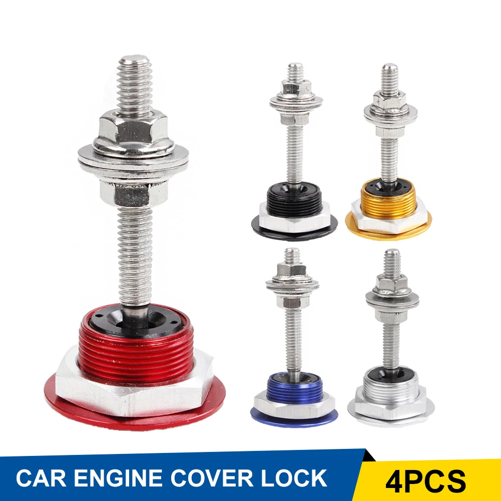 

4PCS Universal Quick Release Latch Car Hood Pin Aluminum Alloy Pin Lock Puch Button Clip Bumper Latch Auto Accessories