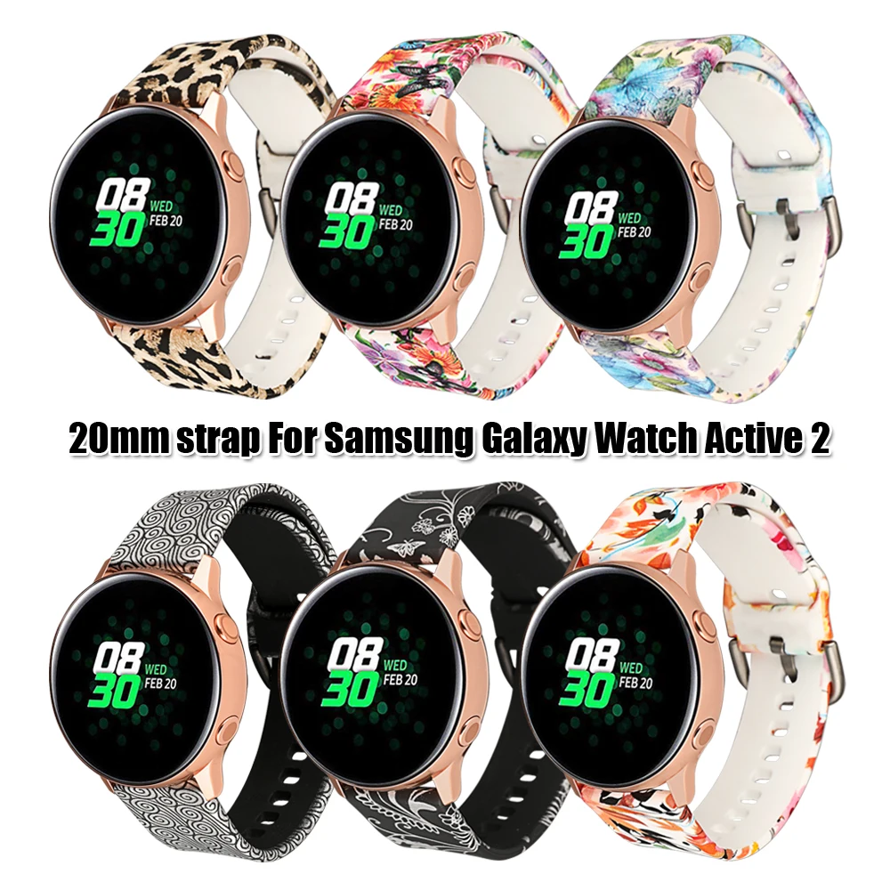 20 мм Мягкие силиконовые в форме цветка печать замена часы ремешок для samsung Galaxy Watch Active 2 42 мм