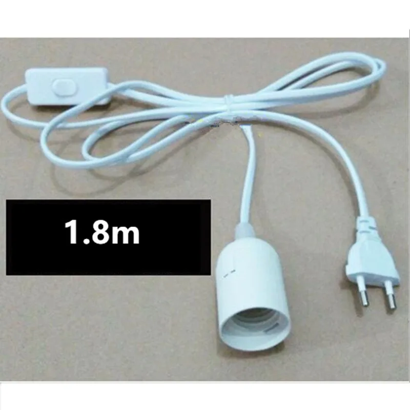 1 8 м Мощность Шнур кабель E27 Цоколи ЕС розетка с выключателем провод для подвесной