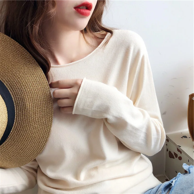 

2021 Winter T Shirt Women Elasticity Oversized T-Shirt Woman Clothes Female Tops Long sleeve Women's tube top knit Canale