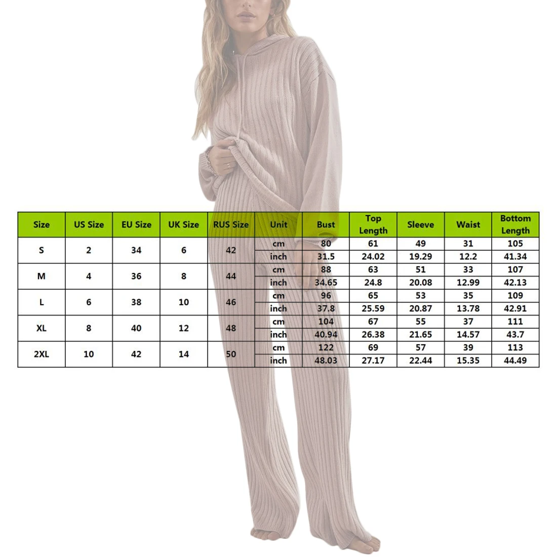 

2020 Women's Solid Two Piece Sets Hooded Sweater Knitted Hooded Sweater Elastic Long Trousers Suits Autumn Winter Knitted Sets