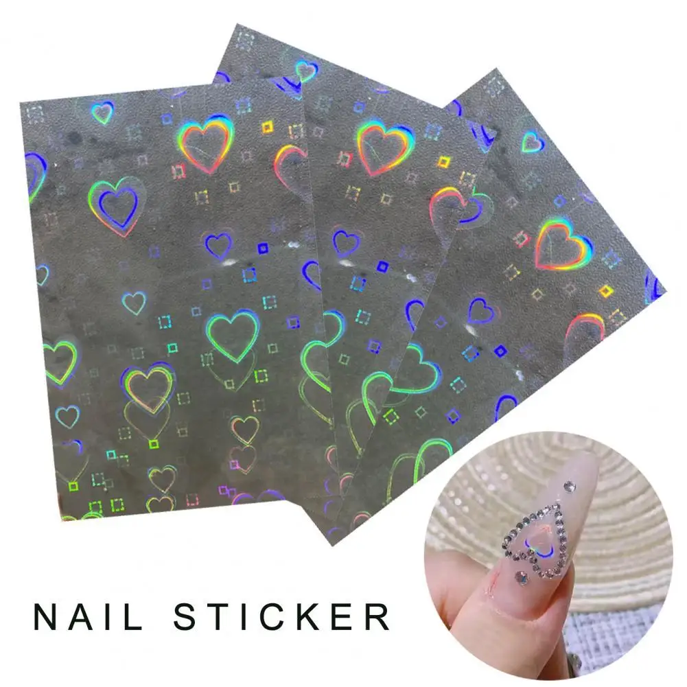 

3Pcs/Set Nail Sticker Aurora Effect Heart Pattern DIY Holographic Adhesive Sliders Nail Art Accessories for Manicure