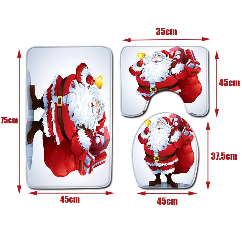 

High Quality Shower Curtain Sets Non-Slip Pedestal Rugs Toilet Lid Bath Mat Waterproof Bathroom Curtains Bathroom Dec Christmas