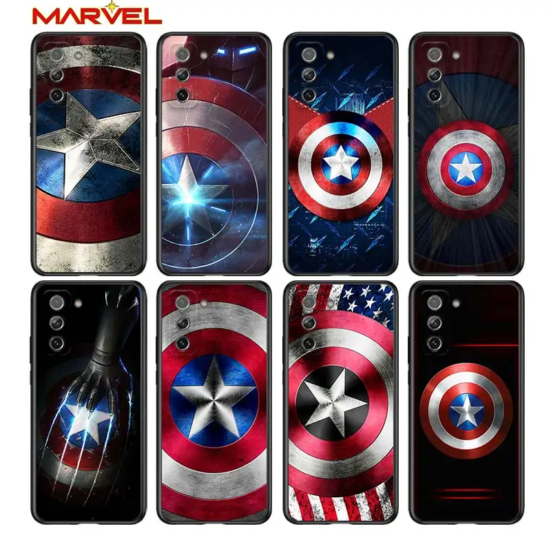 

Shield captain america marvel for Samsung Galaxy S21 Ultra Plus Note 20 10 9 8 S10 S9 S8 S7 S6 Edge Plus Black Soft Phone Case
