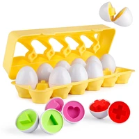 12pcs montessori learning education math toys smart eggs plastic screws 3d puzzle game for children toy jigsaw mixed shape tools