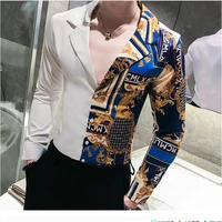 new hot sale fashion mens spring slim fit long leisure sleeve shirtmale match colors printing casual business shirt s 3xl