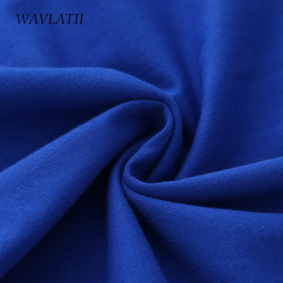 

WAVLATII Women New Cotton Black Tshirts Female White Casual Print Tees Lady Streetwear Blue Short Sleeve Tops WT2113