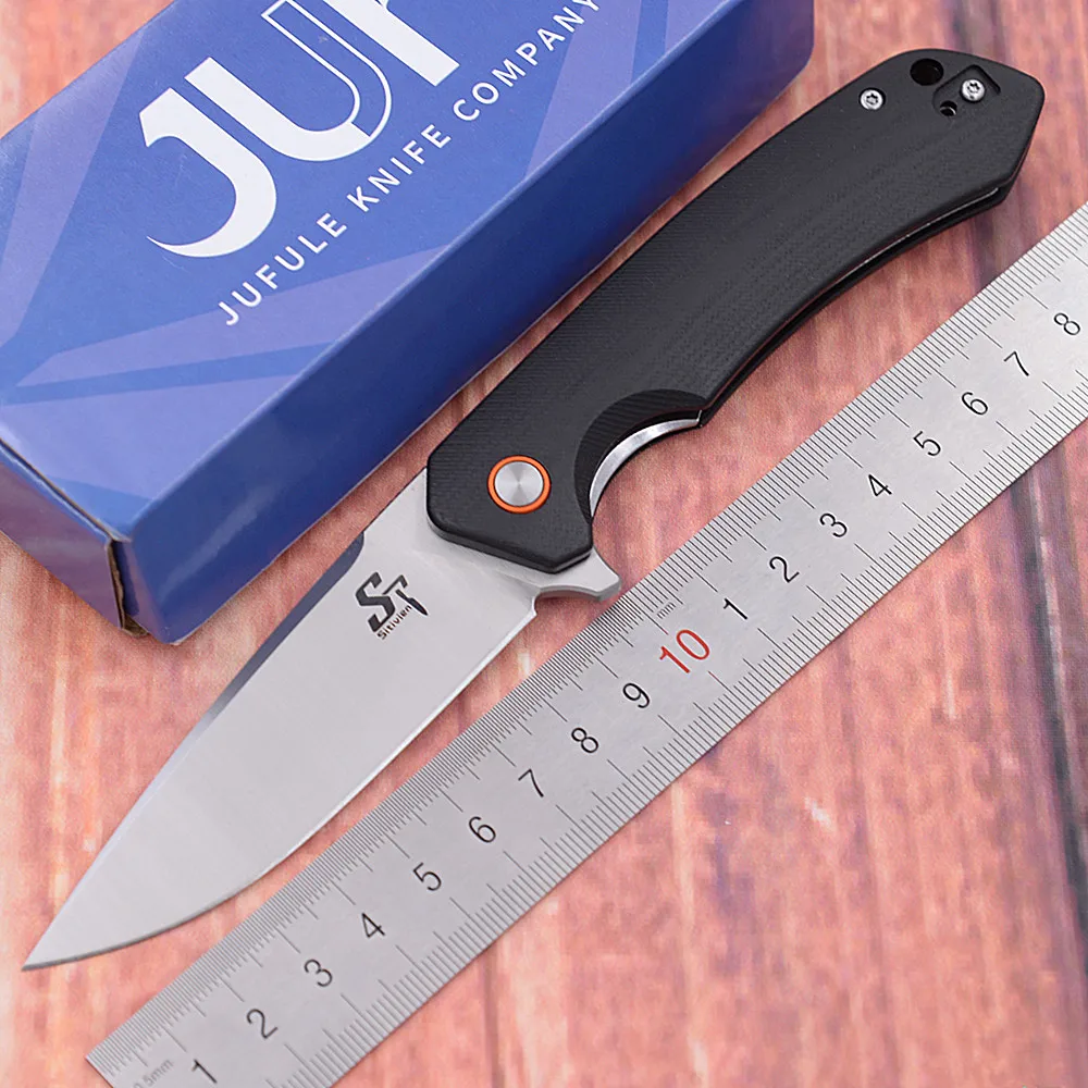 

JUFULE Sitivien ST118 Real D2 Ball Bearing Flipper Folding G10 Camping Hunting Kitchen Survival Outdoor EDC Tool Utility Knife