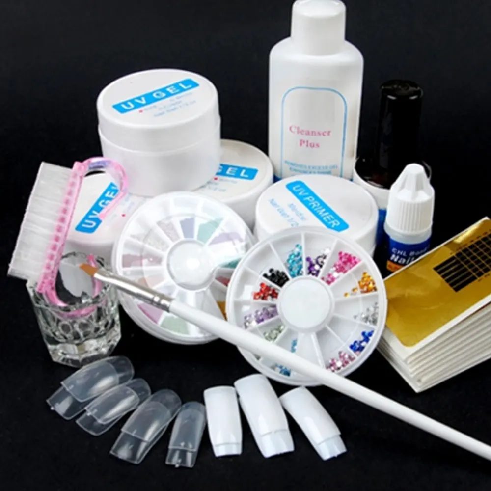 Набор инструментов для дизайна ногтей розовый прозрачный белый УФ
