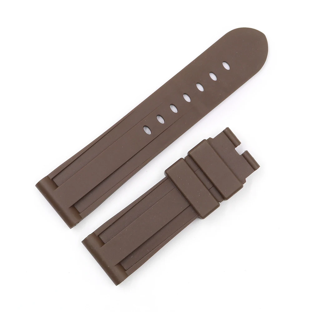 

CARLYWET 22 24mm Red Yellow White Black Orange Brown Waterproof Silicone Rubber Replacement Watch Band Strap For Panerai Luminor