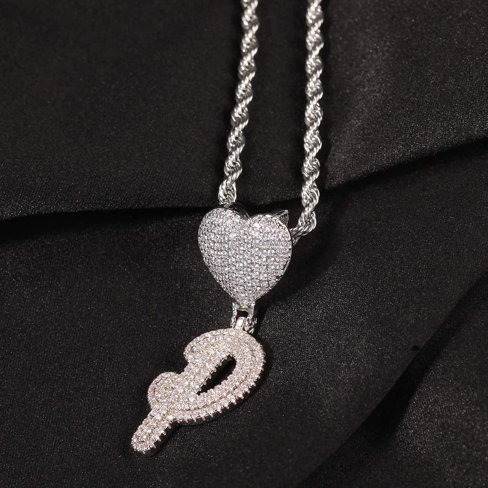 Uwin кисть с буквами в форме сердца кубическим цирконием интимное имя ожерелье