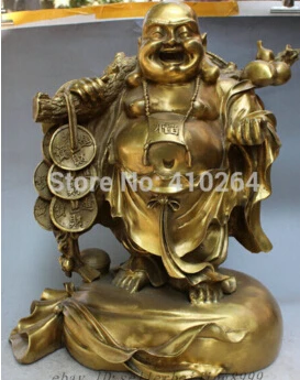 16 &quotКитайский латунный буддийский Богатство счастливый Смеющийся Майтрея Будда