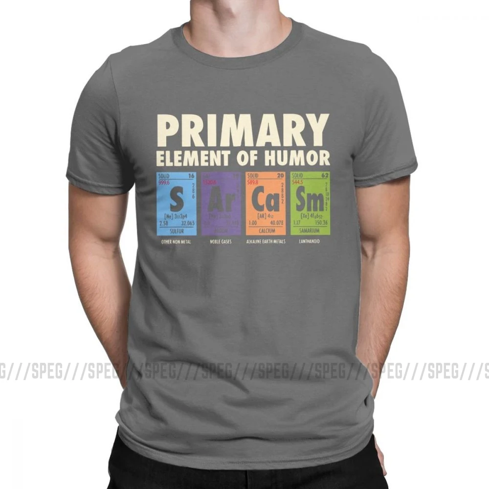 Темно-серый Смешная футболка для мужчин с принтом "Таблица юморов", S Ar Ca Sm Science Sarcasm Primary Elements Chemistry, хлопковые футболки размера плюс - Цвет: Темно-серый