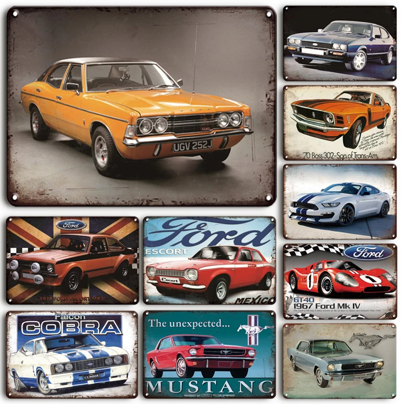 Античный Мустанг металлический постер для автомобиля жестяная вывеска Ford Motor