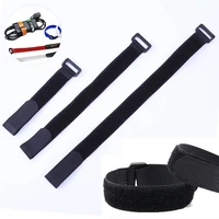 10pcs black nylon adhesive fastener tape cable ties reverse buckle tape strap with buckle loop strap cord ties cable strap