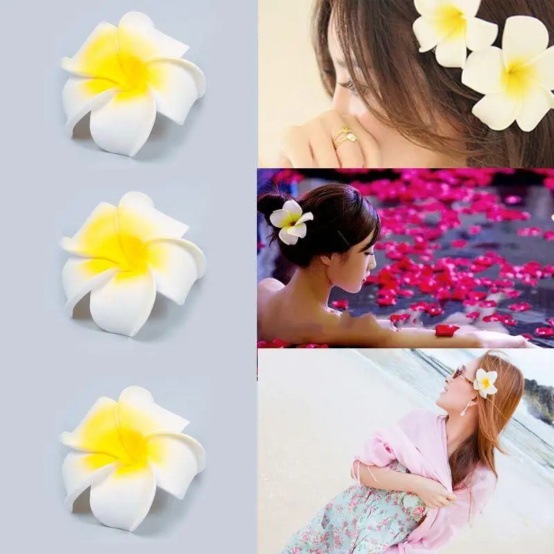 3 шт./лот гавайская пена цветок белая Плюмерия Свадебная вечеринка заколка для