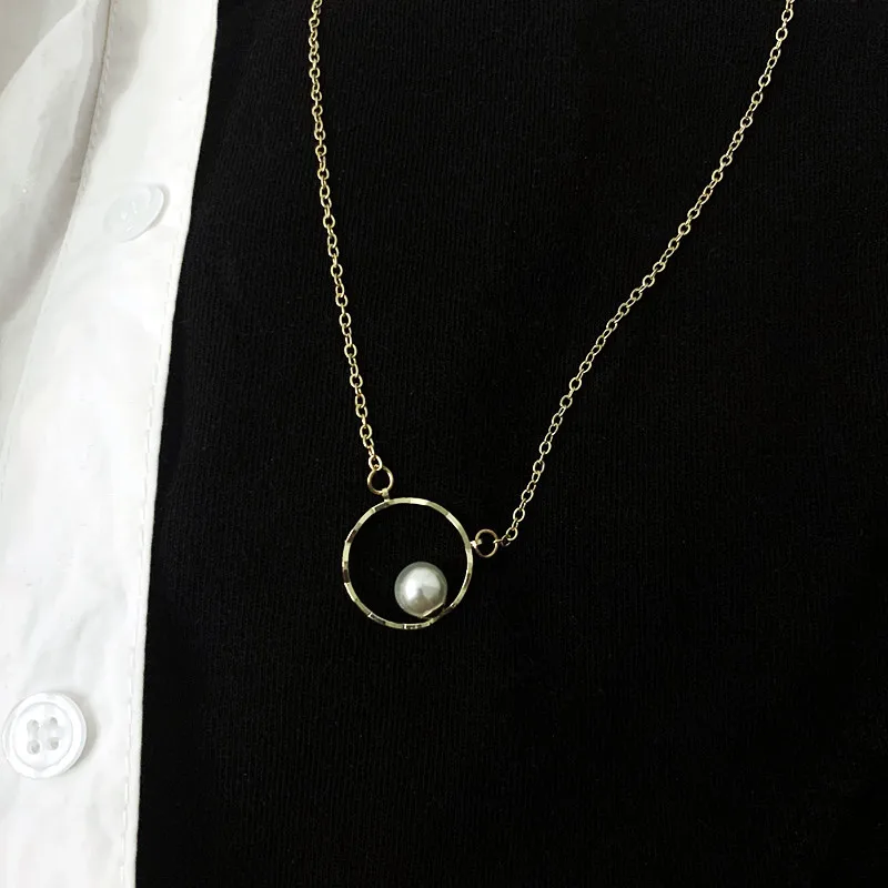 

Elegant Pearl Necklaces For Women Men Temperament Simple Trendy Style Korean Fashion Ring Pearl Necklace Fashion Jewelry