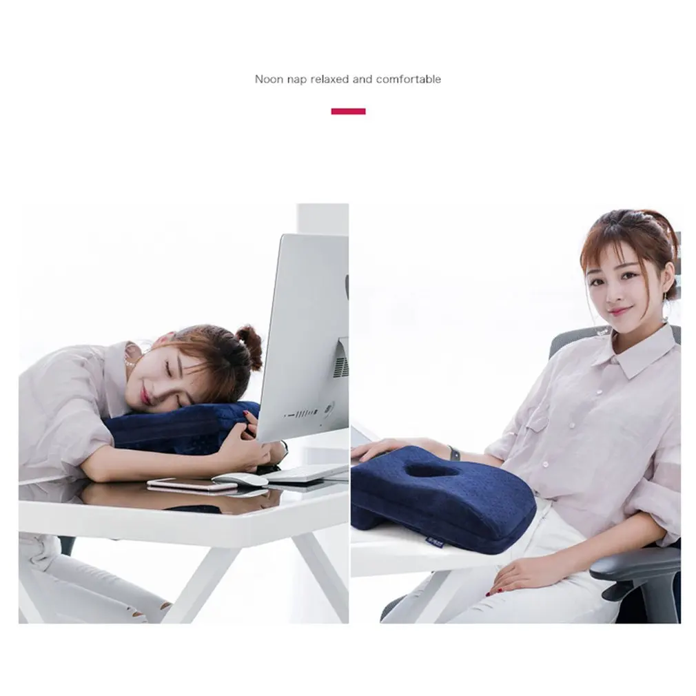 

Portable Sleeping Pillow Slow Rebound Memory Cotton Hole Napping Pillow Office Student Sleeping Pillow Hand Pillow