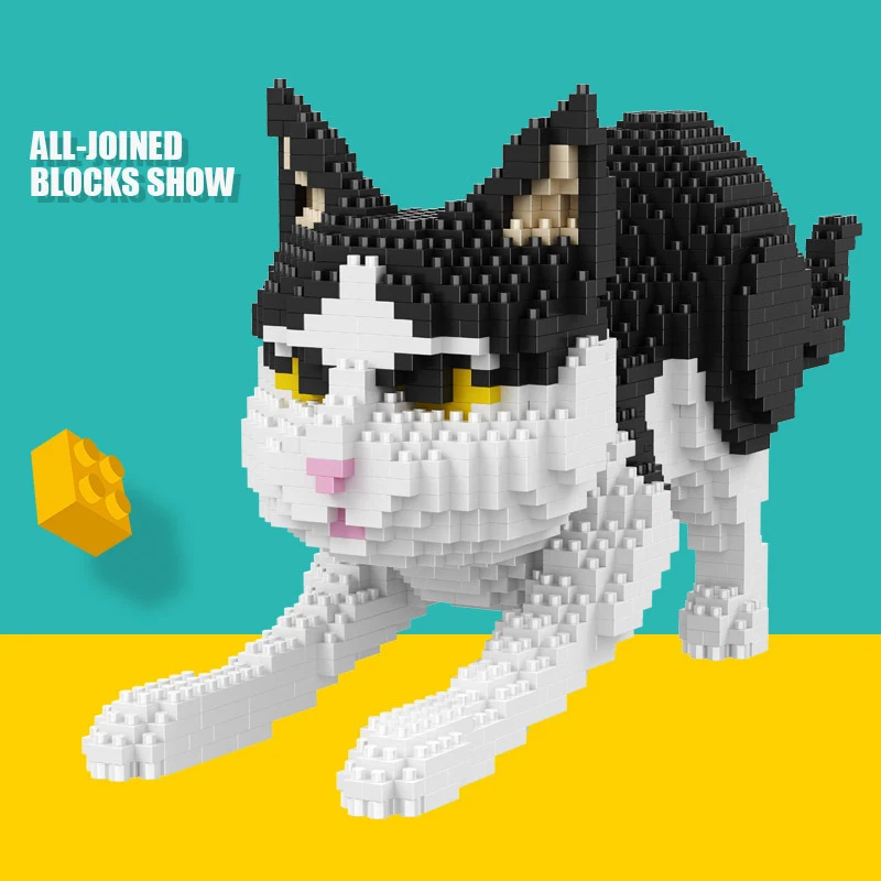 

2021 Cute Diamond Bricks Black Cat Model Cartoon Cat Building Blocks Educational Toys New Year's Toys for Boys Kids Girl Gifts