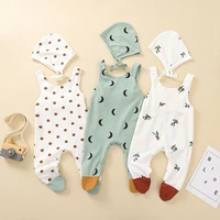 summer new infant strap sleeveless one piece clothes 0 12m baby boys and girls cotton breathable comfortable trousers romper