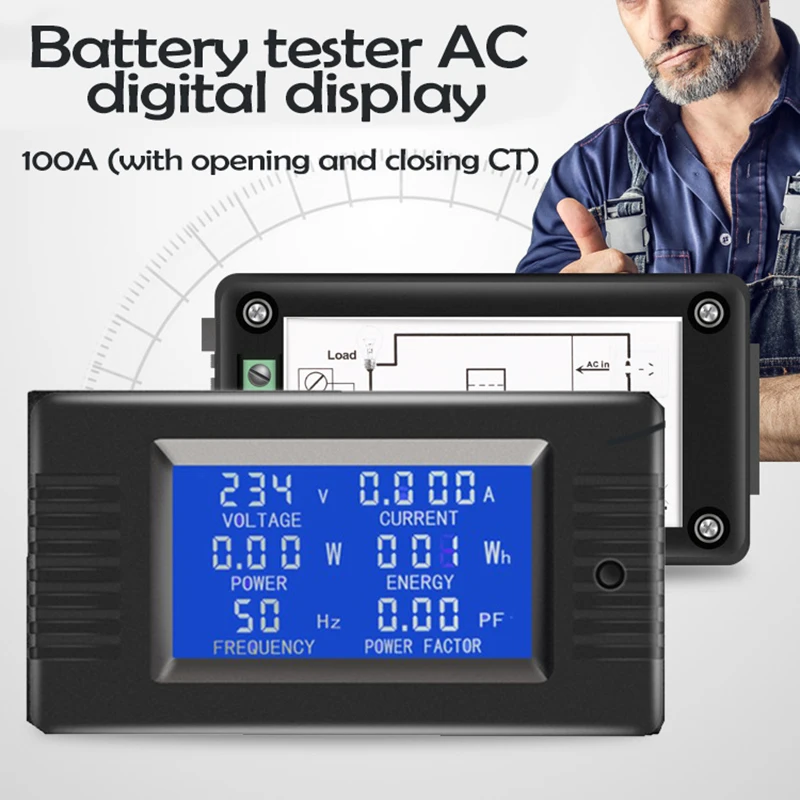 Профессиональный однофазный цифровой панельный Амперметр 6 в 1 220 В а ваттный кВтч