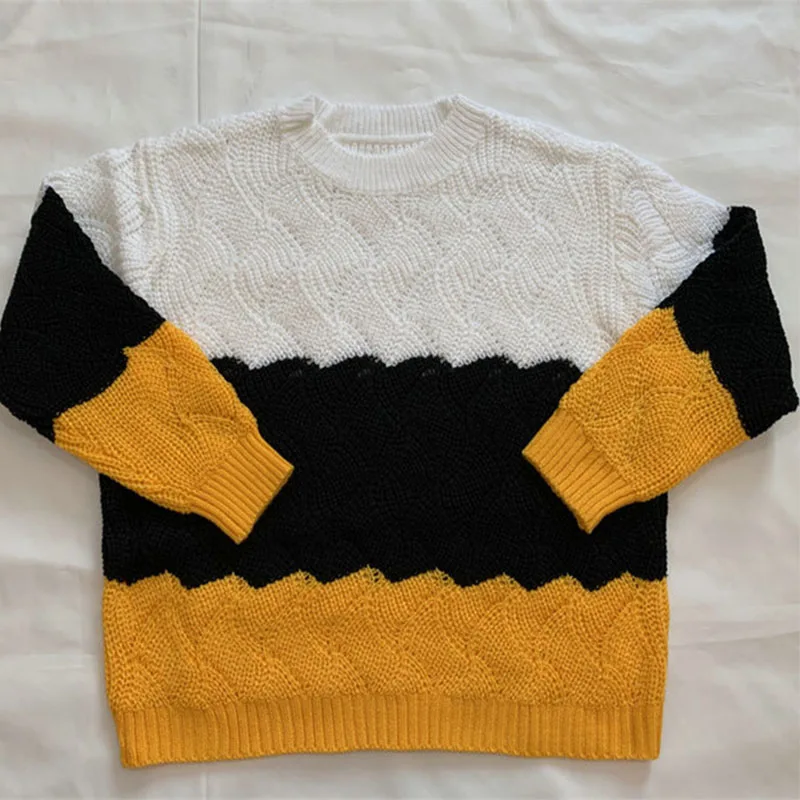 

Woman Pullovers Knitted Sweaters Colorful Fashion Female Ladies Striped Sweater Long Sleeve Crew O Neck 2021 Autumn Winter