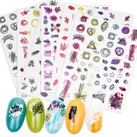 1 sheet nail stickers colorful print nail art decoration professional diy nail accessories 8 colors