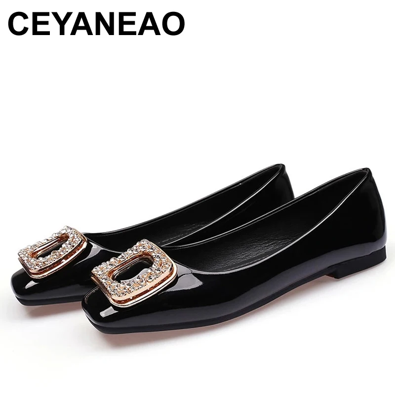 

CEYANEAO Women Flat Shoes Ballet Shoes Slip On Loafers Moccasins Brand Leather Flats Metal Decoration Ballerina Zapatos Mujer