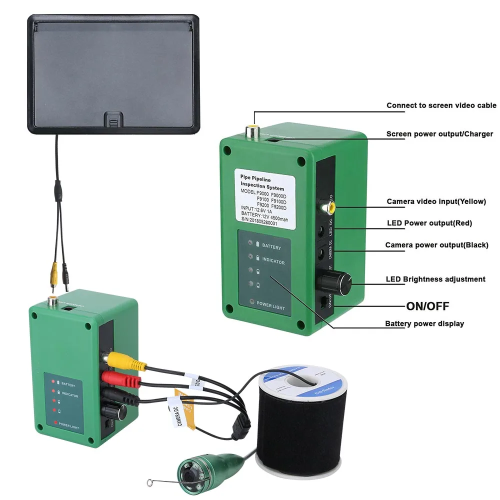 Рыболокатор для подводной рыбалки камера 1080P 7 дюймов Wi-Fi беспроводная 16 ГБ