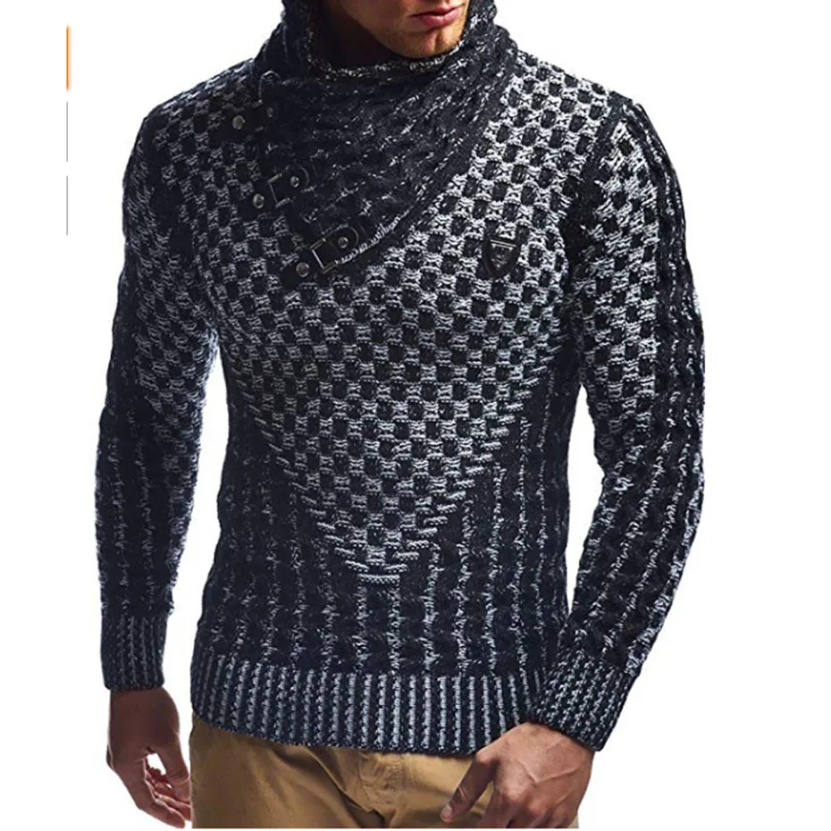 ZOGAA Mens Sweaters 2019 Warm Hedging Turtleneck Pullover Sweater Man Casual Knitwear Slim Winter Male Brand Clothing | Мужская одежда
