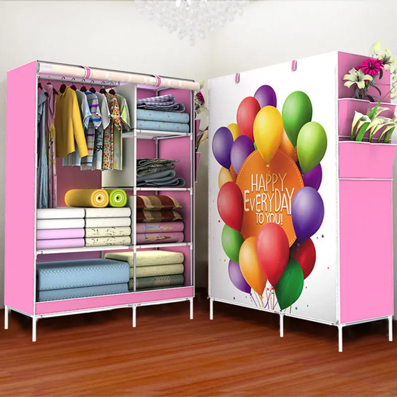 Простой складной шкаф из нетканого полотна DIY сборка для спальни хранения одежды