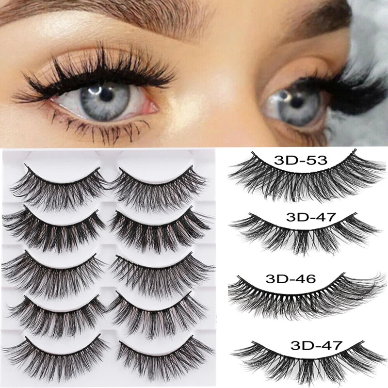 5 пар 3D естественные длинные норковые накладные волосы Накладные ресницы для